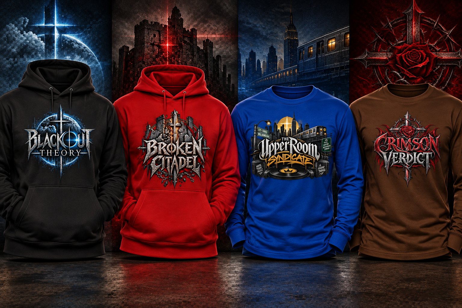 Midnight Forge Production band merch - hoodies and shirts